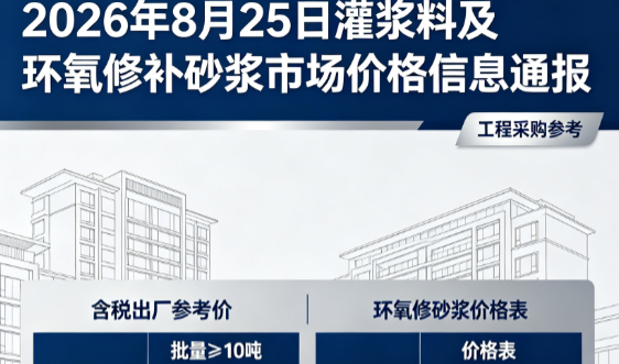 寻乌2026年8月25日灌浆料及环氧修补砂浆市场价格信息通报